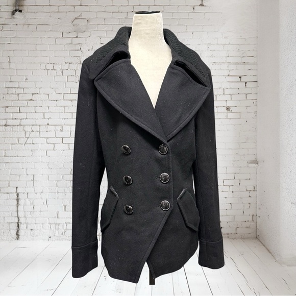 le chateau Black Double-Breasted Pea Coat - Picture 5 of 11